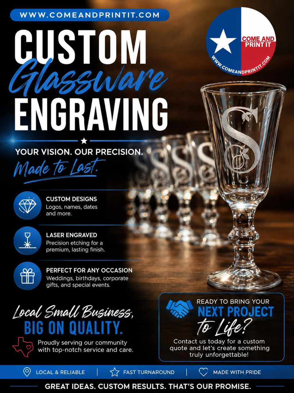 Custom Glass Engraving Deposit | Personalized Glassware, Logos, Names & Custom Designs